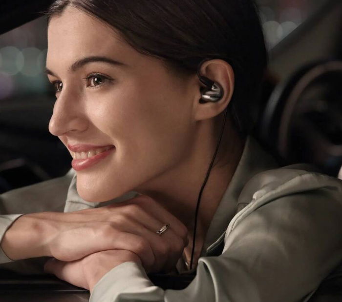 View of Shure SE846 Gen 2 earphones with balanced armature drivers.