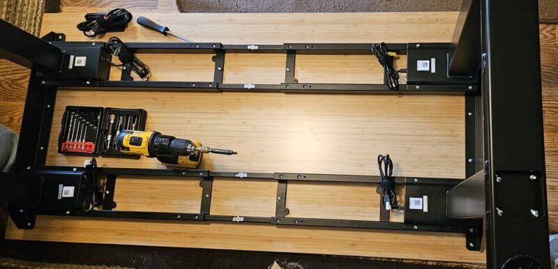 Assembling the standing desk.