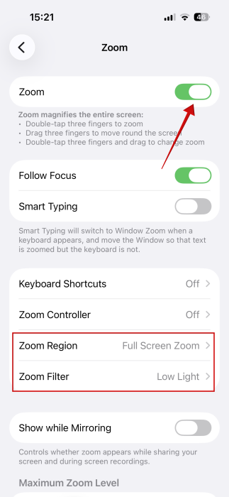 Go Lower Brightness Iphone Zoom Options