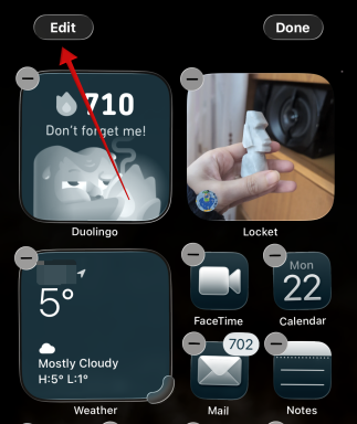 Pressing the "Edit" button on iPhone home screen after long pressing on it.