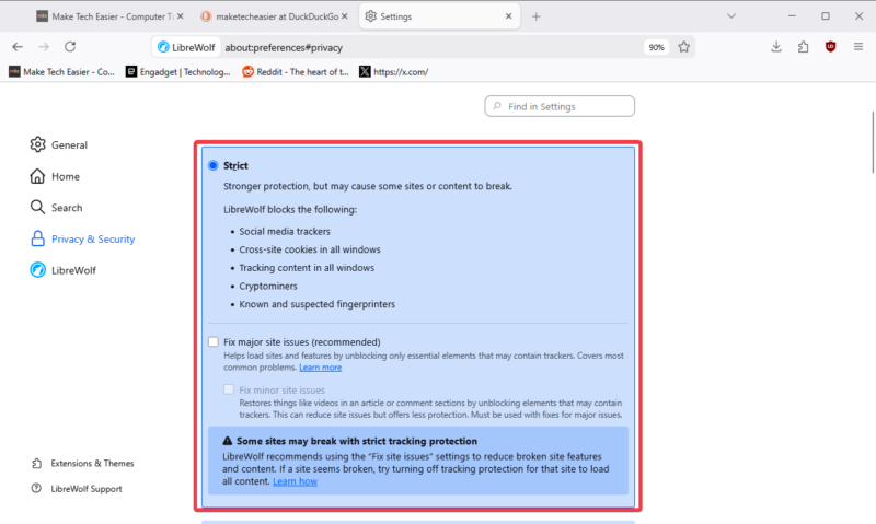 Strict Mode Warning About Site Breaking