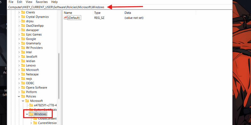 Windows Regedit Address Bar