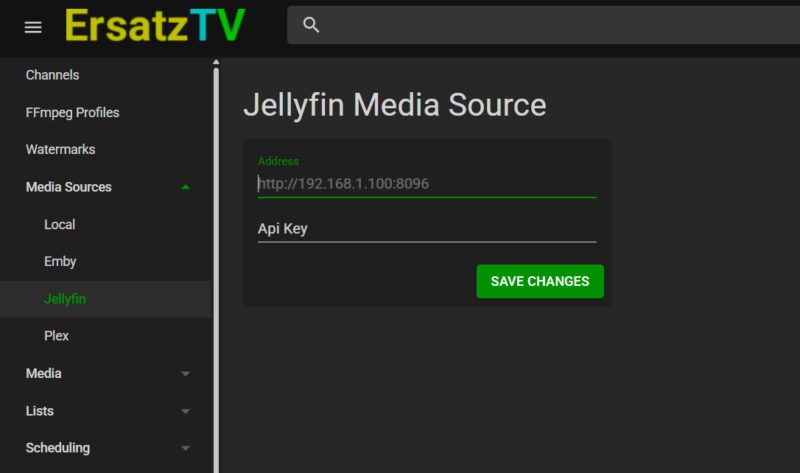 Jellyfin media source in Ersatztv