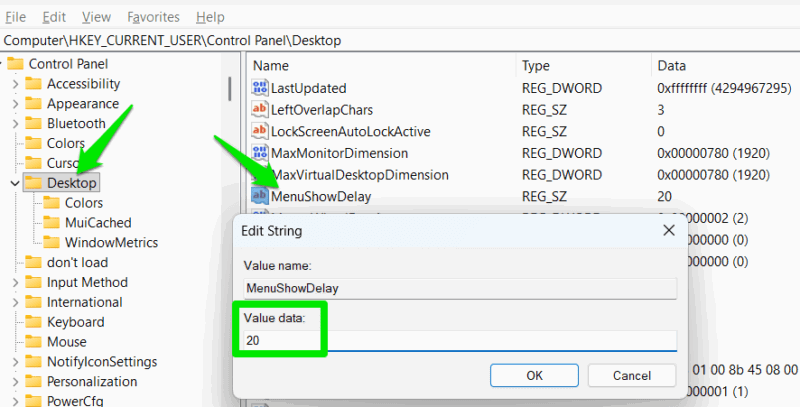 MenuShowDelay being set to 20 in the Registry