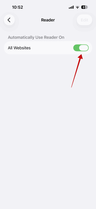 Force Reader Mode Safari All Websites