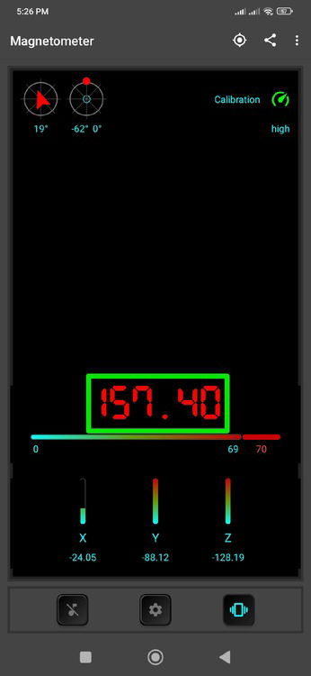 High Reading in Magnetometer app