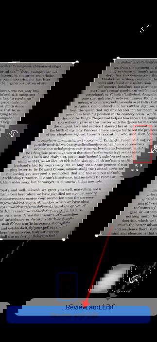 Pressing on "Review and Edit" button after adjusting scan. 