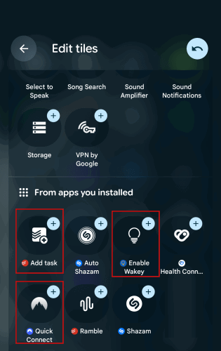Adding additional Quick Settings tiles via installed apps on Android. 