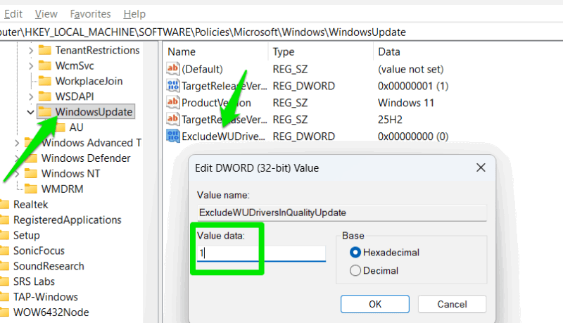Preventing Driver Updates using the Registry