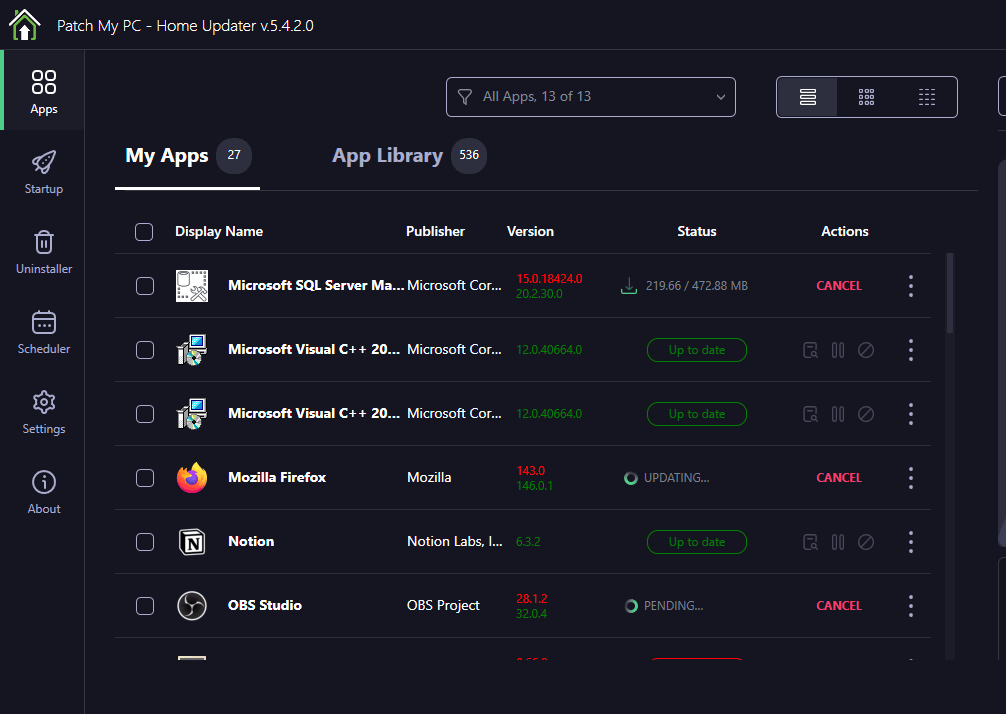 التحديث الصامت لـ PatchmyPC